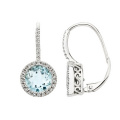 Aquamarine Round Cut Cubic Zircon Hoop Earrings 925 Sterling Silver Jewelry